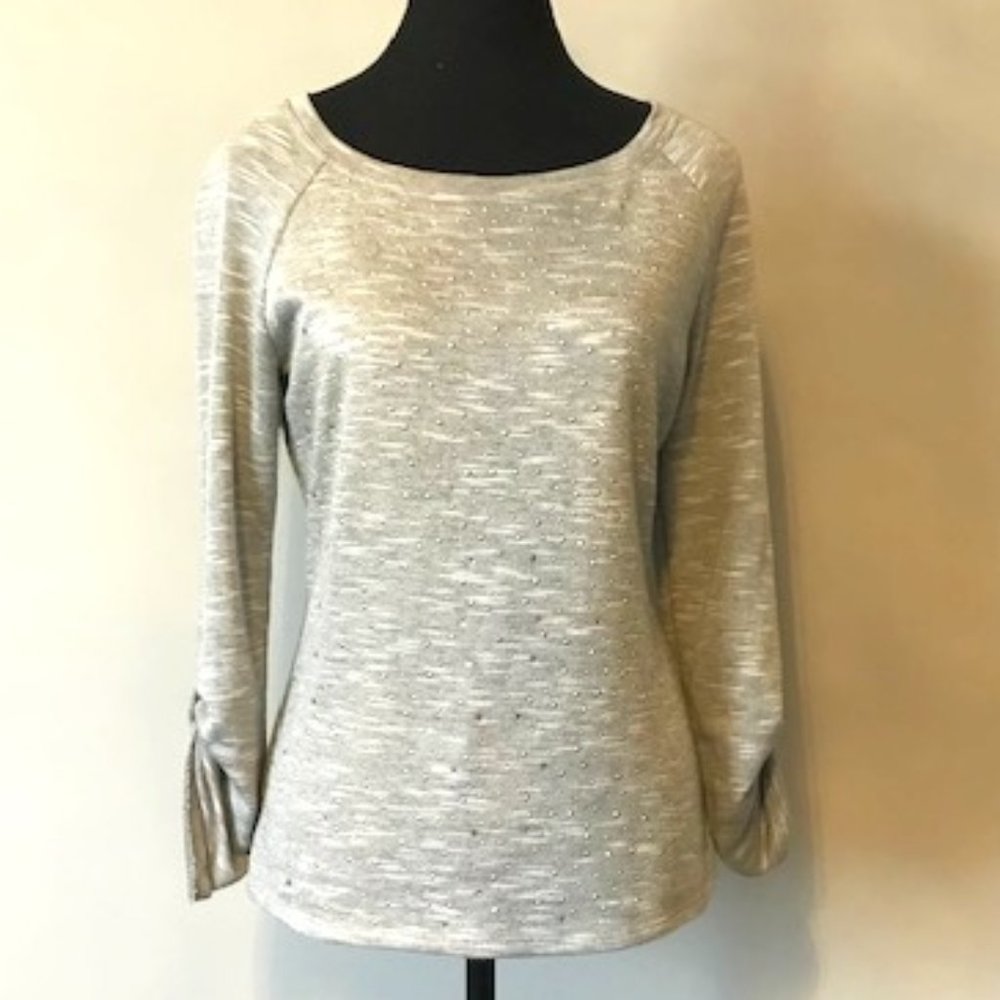 INC 3/4 Sleeve Embellished Grey Top